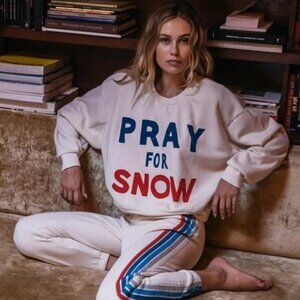 NWT Aviator Nation Pray for Snow Relaxed Pullover Crew Sweatshirt Size Medium
